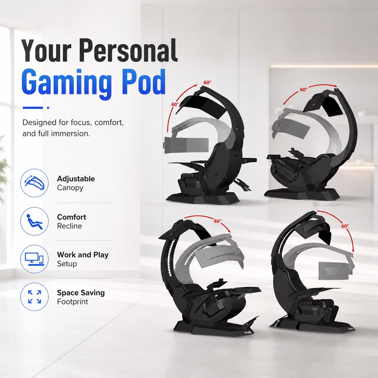 Supernova Zero-Gravity Futuristic Cockpit Gaming Workstation